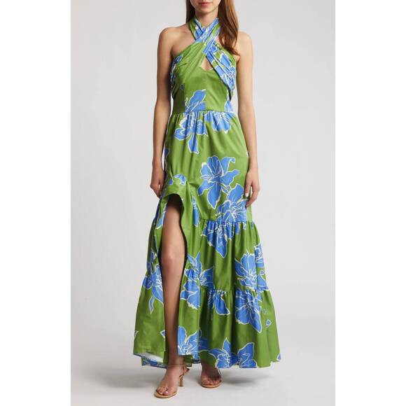 hutch floral halter maxi dress NWT Anthropologie Hutch Floral Halter Maxi Dress Size 10 Yellow & Brown  Floral!